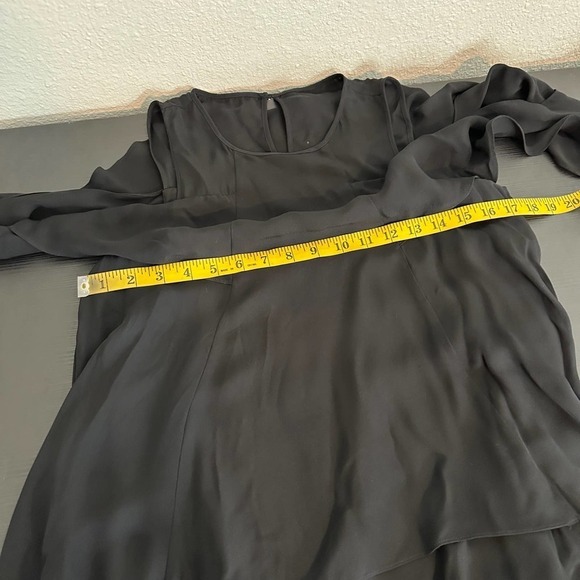 Artelier Nicole Miller Black Cold Shoulder Silk Blouse - Picture 11 of 12